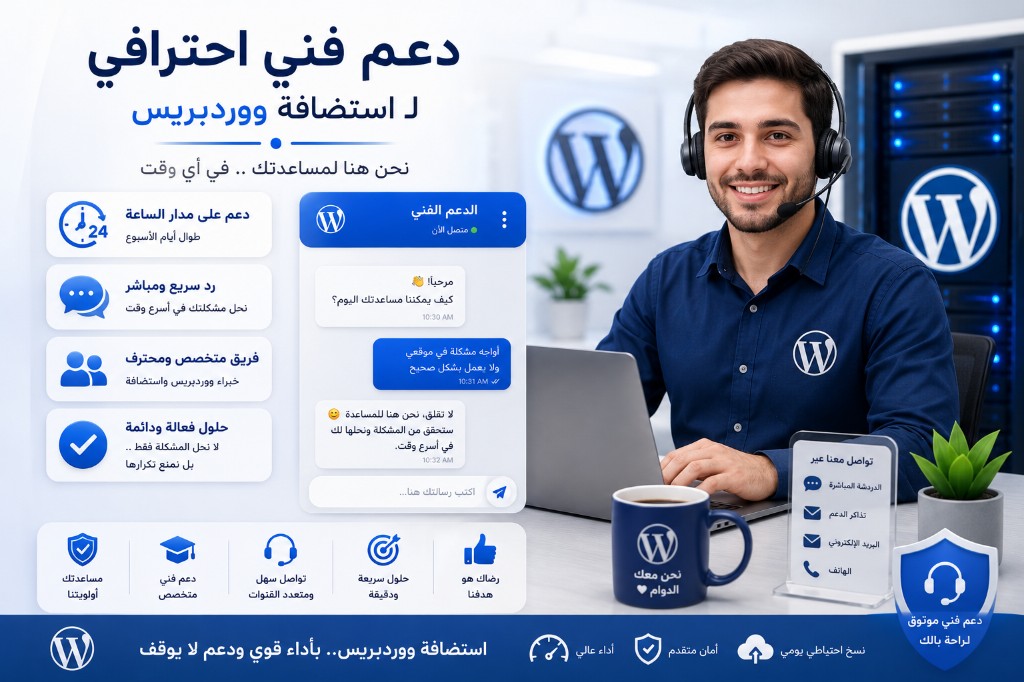 دعم فني احترافي لاستضافة ووردبريس