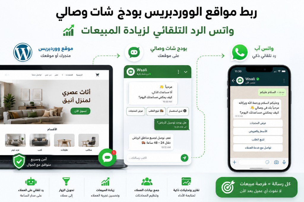 ربط مواقع الووردبريس بودج شات وواتس رد تلقائي عبر وصالي